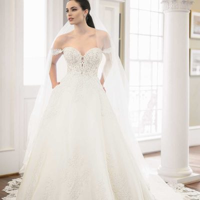 Off-the-shoulder Pearl Beaded Ball Gown Wedding Dress | Kleinfeld Bridal