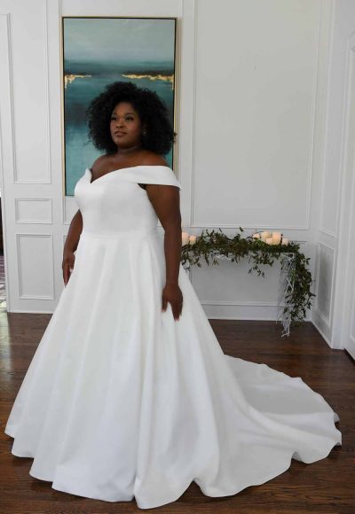 plus size satin wedding gown