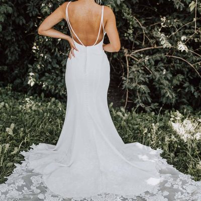 Clean Sheath Wedding Dress With Organic Train | Kleinfeld Bridal