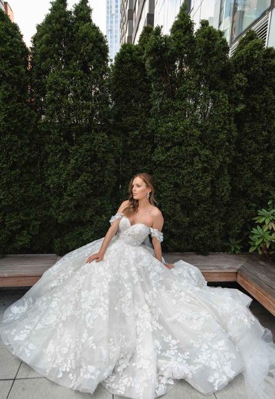 Off The Shoulder High Volume Ball Gown Wedding Dress by Martina Liana Luxe