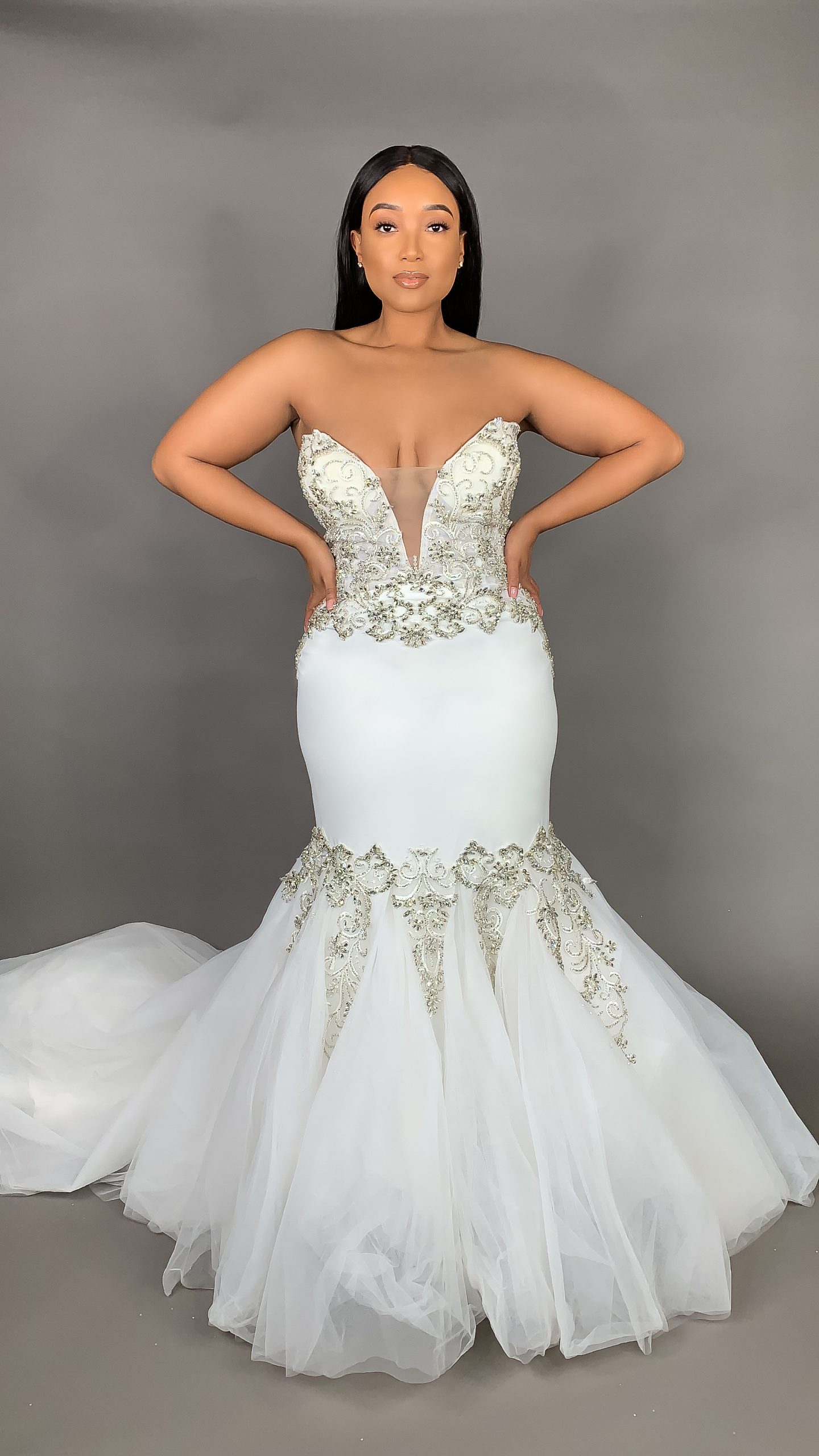 strapless mermaid wedding dresses with diamonds