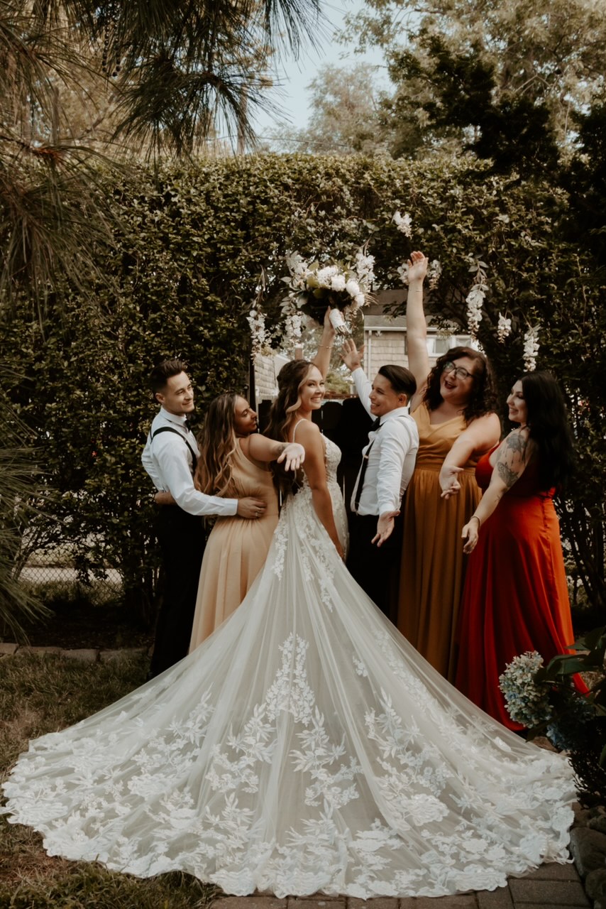 Wedding Dress with Sheer Bodice and Shaped Train - Martina Liana