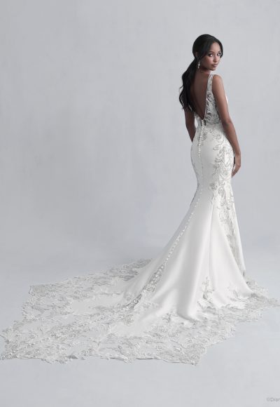 Sleeveless V-Neckline Fit and Flare Wedding Dress with Beadwork Throughout by Disney Fairy Tale Weddings Platinum Collection - Image 2