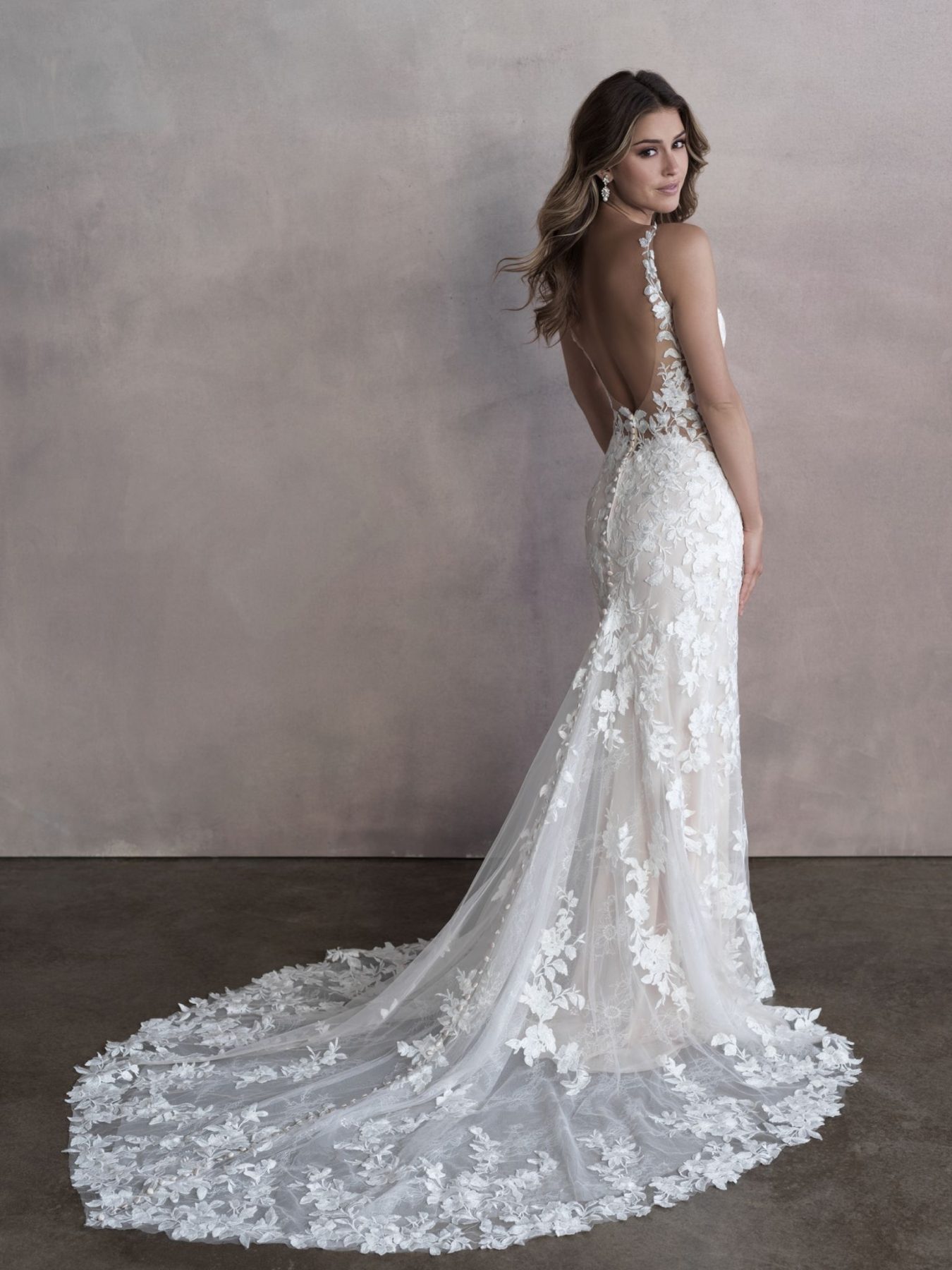 Sleeveless V-neckline Lace Sheath Wedding Dress | Kleinfeld Bridal