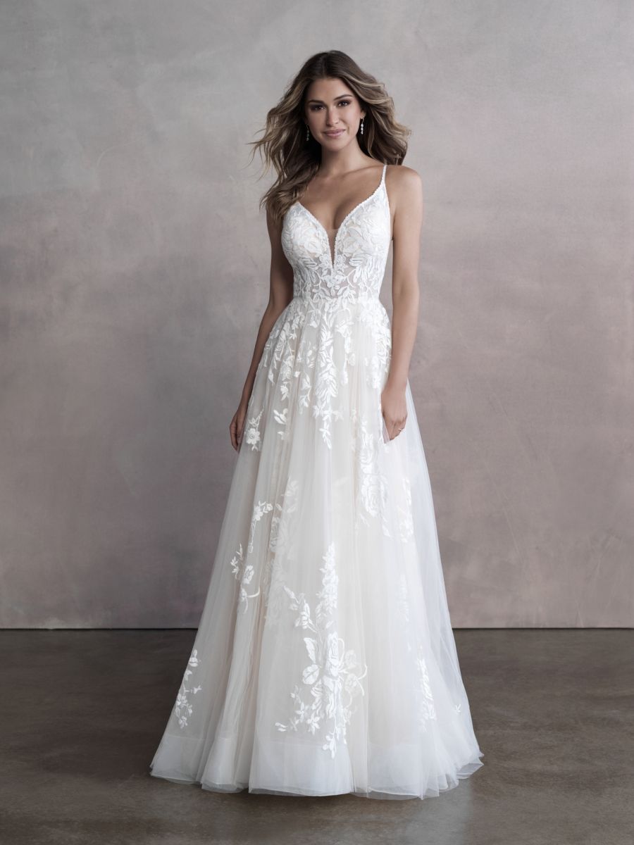 Spaghetti Strap Sweetheart Neckline Lace A line Wedding Dress Kleinfeld Bridal