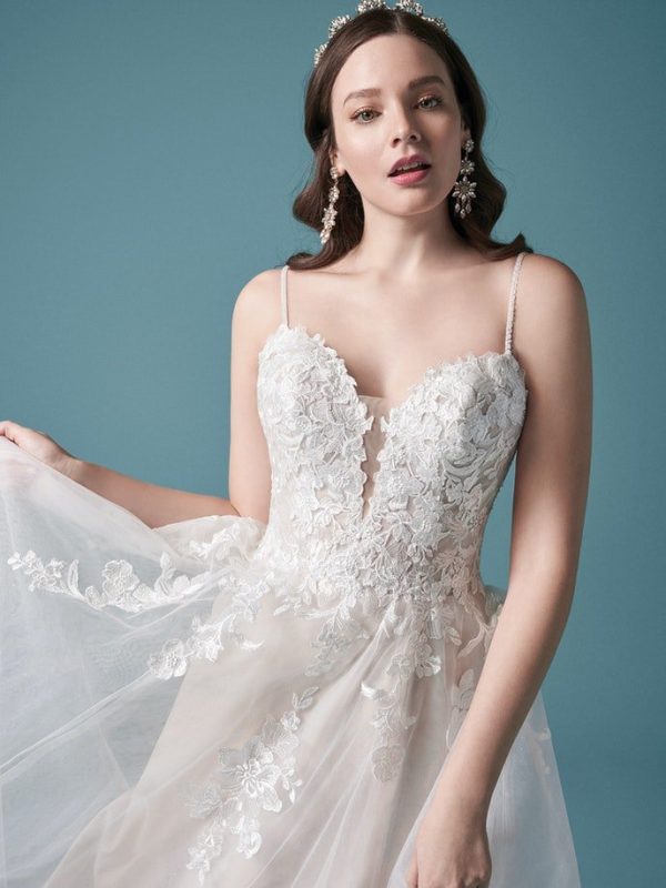 lace thin strap wedding dress