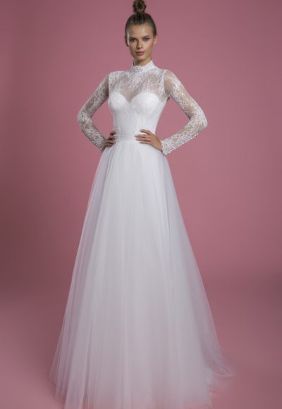 Tulle Lace A-line V-neck Long Sleeves Wedding Dresses, Wedding Gown, MW717
