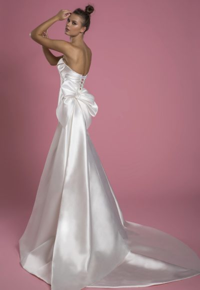 Strapless Mikado Fit And Flare Wedding Dress With Draped Bodice And Bow by P by Pnina Tornai - Image 2