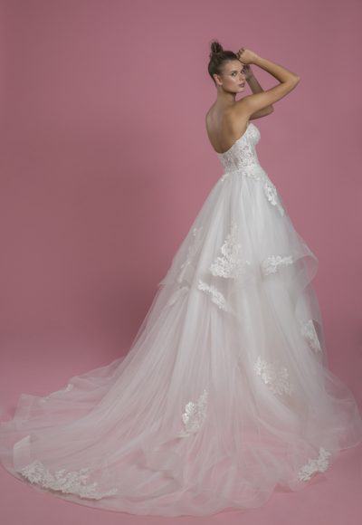 Strapless Sweetheart Neckline Ball Gown Layered Tulle Skirt Wedding Dress With Lace Bodice by P by Pnina Tornai - Image 2