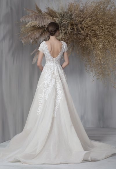 Cap Sleeve A-line Wedding Dress With Embroidered Tulle by Tony Ward - Image 2