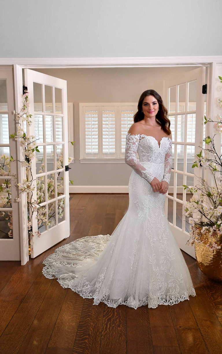 sparkling-fit-and-flare-wedding-dress-with-long-sleeves