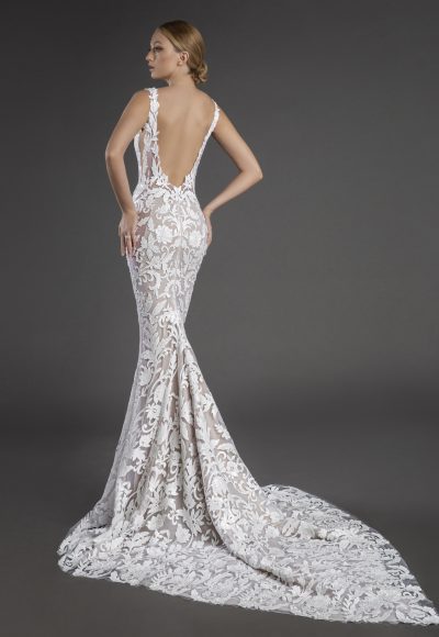 Sleeveless Plunging V-neckline Lace Sheath Wedding Dress by Love by Pnina Tornai - Image 2