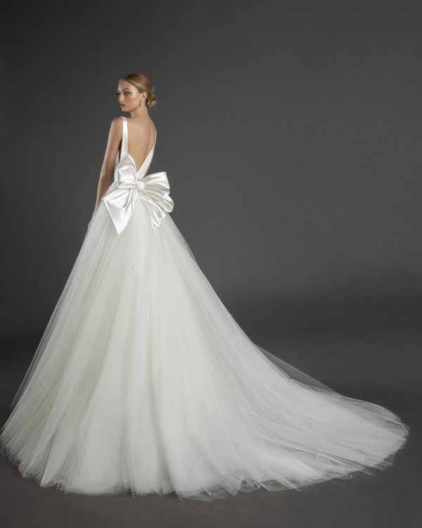 satin top tulle bottom wedding dress