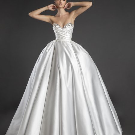 Sweetheart Neckline Strapless Satin Ball Gown Wedding Dress With Crystals Kleinfeld Bridal