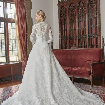 Long Sleeve Lace Collar Neckline Ball Gown Wedding Dress | Kleinfeld Bridal