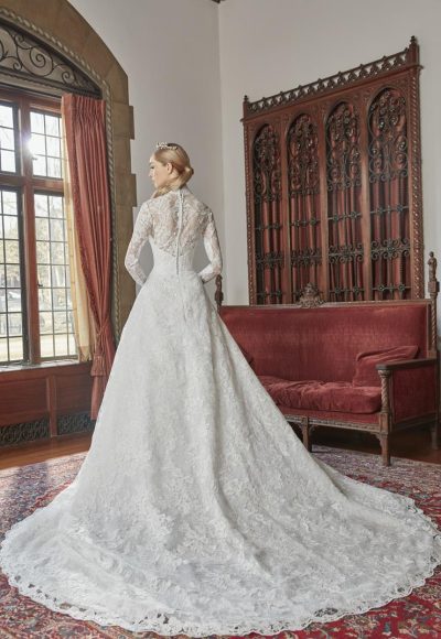 Long Sleeve Lace Collar Neckline Ball Gown Wedding Dress by Sareh Nouri - Image 2