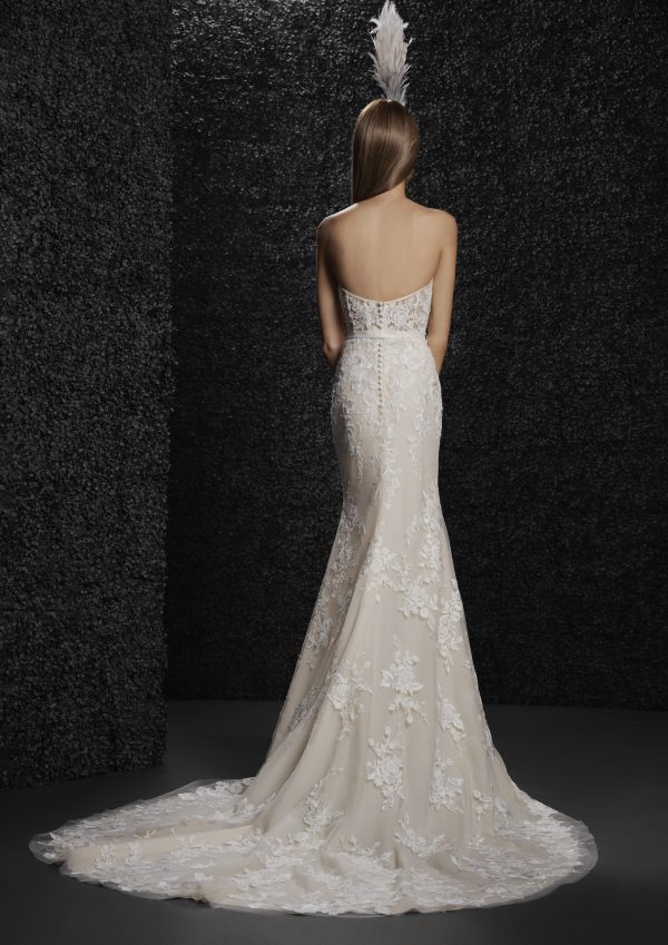 Strapless Sheath All-over Lace Wedding Dress