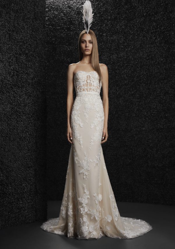 Strapless Sheath All-over Lace Wedding Dress