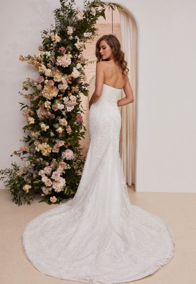 Strapless Sweetheart Lace Fit And Flare Wedding Dress by Enaura Bridal - Image 2