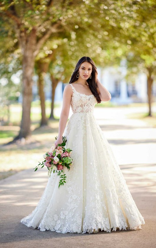 Tulle - A-Line Square Neck Corset Wedding Dress Spaghetti Straps, Blus –  Jinza Bridal