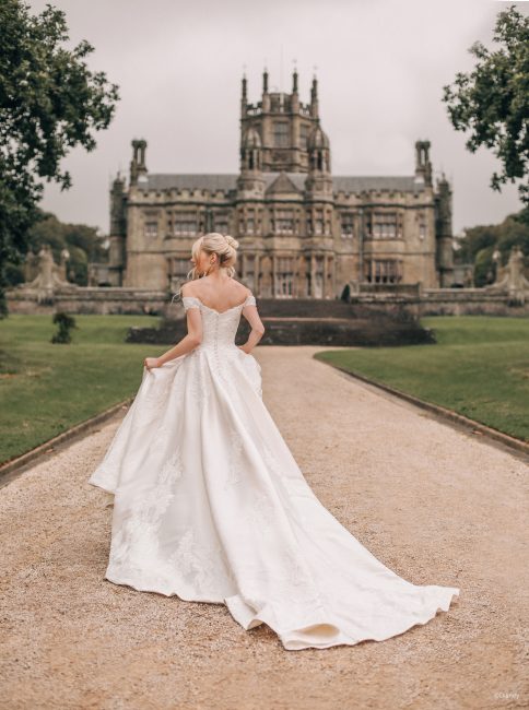 Off The Shoulder Mikado Beaded Lace Ball Gown Wedding Dress | Kleinfeld ...