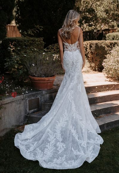 Sheath Wedding Dress With V-neckline And Stitched Lace by Allure Bridals - Image 2