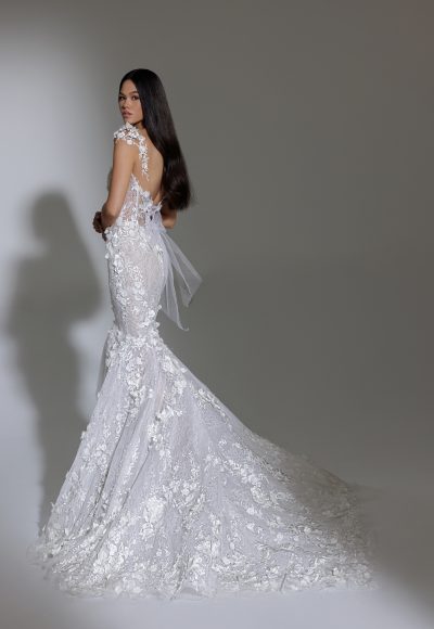 Cal Sleeve Floral Lace Mermaid Wedding Dress by Pnina Tornai - Image 2