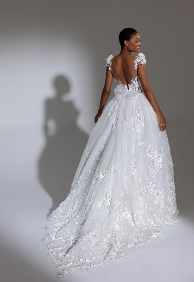 Corset Bodice Floral Lace Cap Sleeve Ball Gown Wedding Dress by Pnina Tornai - Image 2