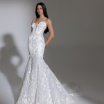 Strapless Deep V Illusion Neckline Floral Lace Mermaid Wedding Dress ...