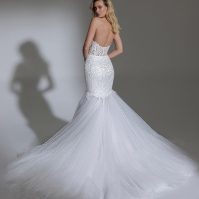 Strapless Sweetheart Neckline Embroidered Lace Mermaid Wedding Dress ...