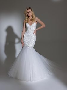 Strapless Sweetheart Neckline Embroidered Lace Mermaid Wedding Dress ...