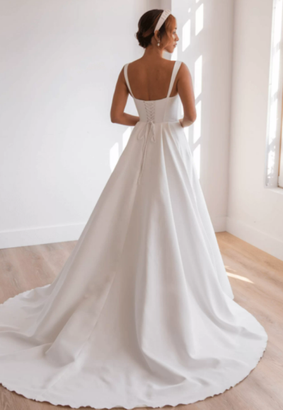 Square Neckline Sleeveless Ball Gown Wedding Dress With Corset Back by Rebecca Schoneveld - Image 2