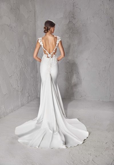 Sleek and Sexy Fit-and-Flare Wedding Dress With Illusion Lace Bodice And Open Back by Tony Ward - Image 2