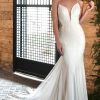 Simple Lace Fit And Flare Wedding Dress With Sheer Back