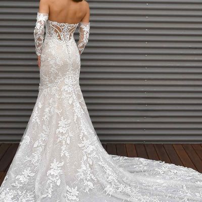 Long Sleeve Lace Fit And Flare Wedding Dress With Back Detail ...
