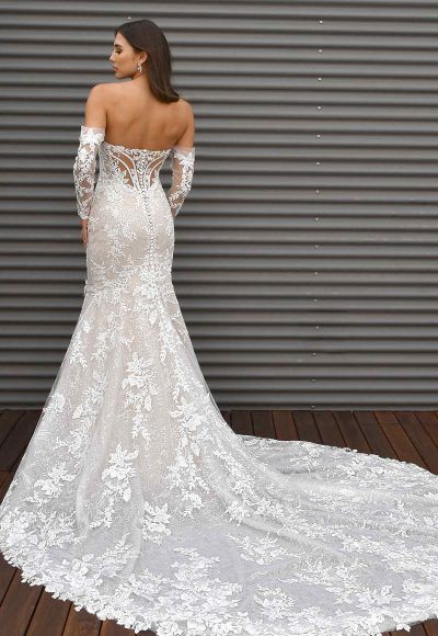 Long Sleeve Lace Fit And Flare Wedding Dress With Back Detail by Martina Liana - Image 2