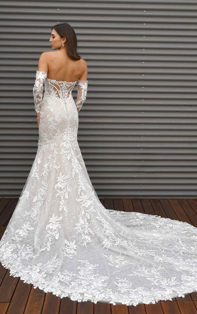 Long Sleeve Lace Fit And Flare Wedding Dress With Back Detail ...