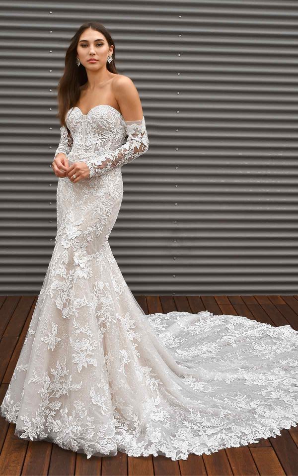Long Sleeve Lace Fit And Flare Wedding Dress With Back Detail | Kleinfeld  Bridal