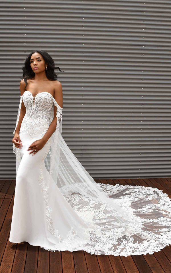 Strapless Sheath Lace Wedding Dress With Detachable Train Kleinfeld Bridal