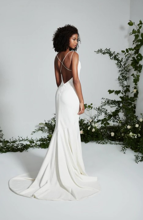 Thea Gown Cowl Neck, Low Back. Silk Crepe Slip Wedding Dress Cut