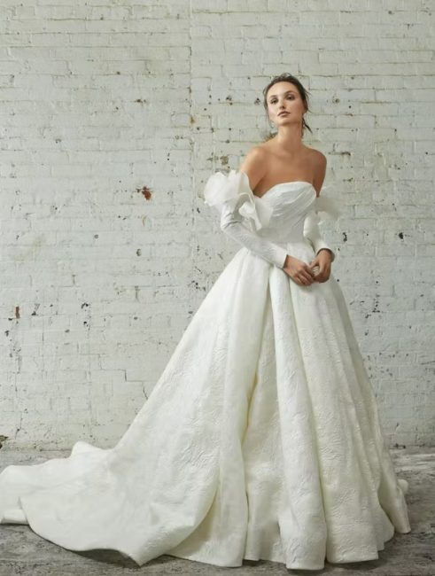 Strapless Ball Gown Wedding Dress With Detatchable Sleeves | Kleinfeld ...