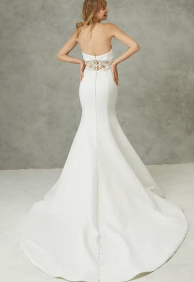 Strapless Fit and Flare Wedding Dress with Back Illusion Details by Alyne by Rita Vinieris - Image 2