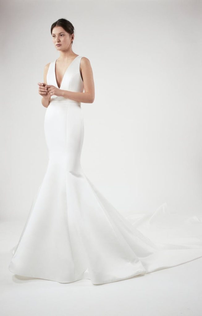 Sleeveless V-neckline Fit And Flare Wedding Dress With Low Open Back ...