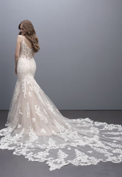 Fit And Flare Wedding Dress With Illusion Lace Back by Madison James - Image 2