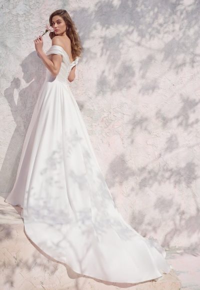 Asymmetrical Pleated Bodice Off The Shoulder A-line Wedding Dress by Maggie Sottero - Image 2