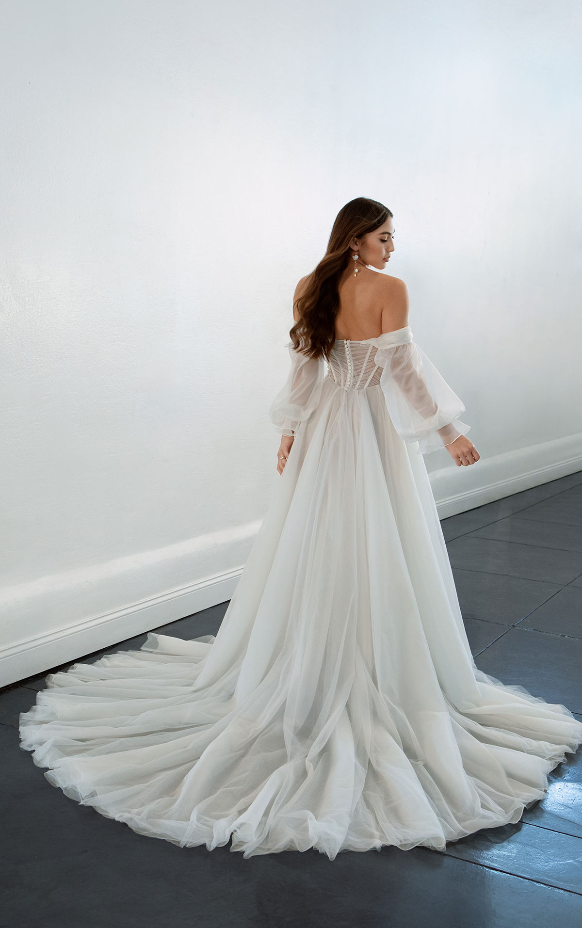 A Line Wedding Dress With Off The Shoulder Bell Sleeves Kleinfeld Bridal 