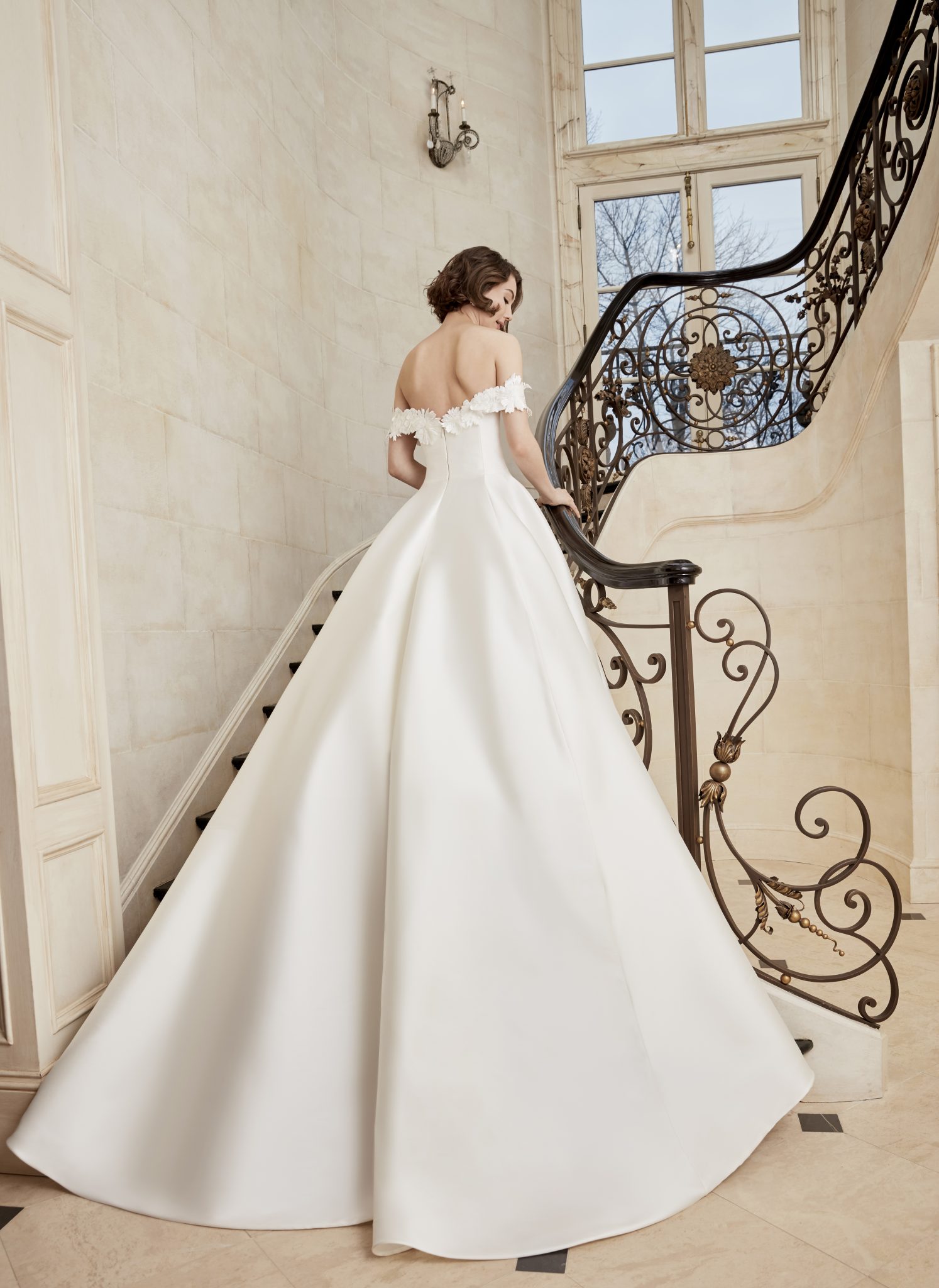 Off The Shoulder Mikado Ball Gown Wedding Dress With Lace Edge Kleinfeld Bridal 