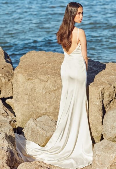 Sleeveless V-neckline Fit And Flare Wedding Dress With Open Back And High Slit by Ines by Ines Di Santo - Image 2