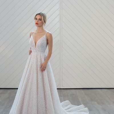 Spaghetti Strap A-line Sparkle Wedding Dress | Kleinfeld Bridal