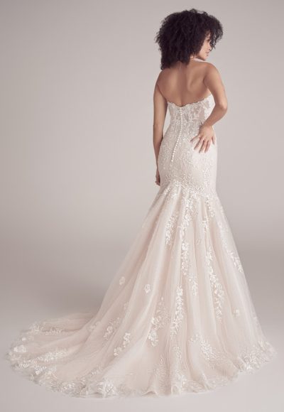 Floral Beaded Mermaid Wedding Dress With Plunging Neckline by Maggie Sottero - Image 2